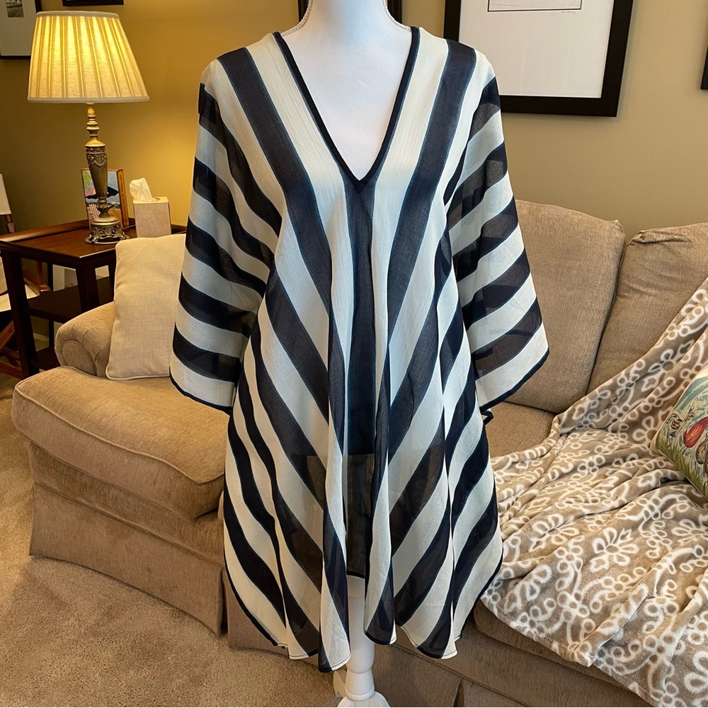 Kate Spade NWT Navy White Swimsuit Coverup Size M/L
